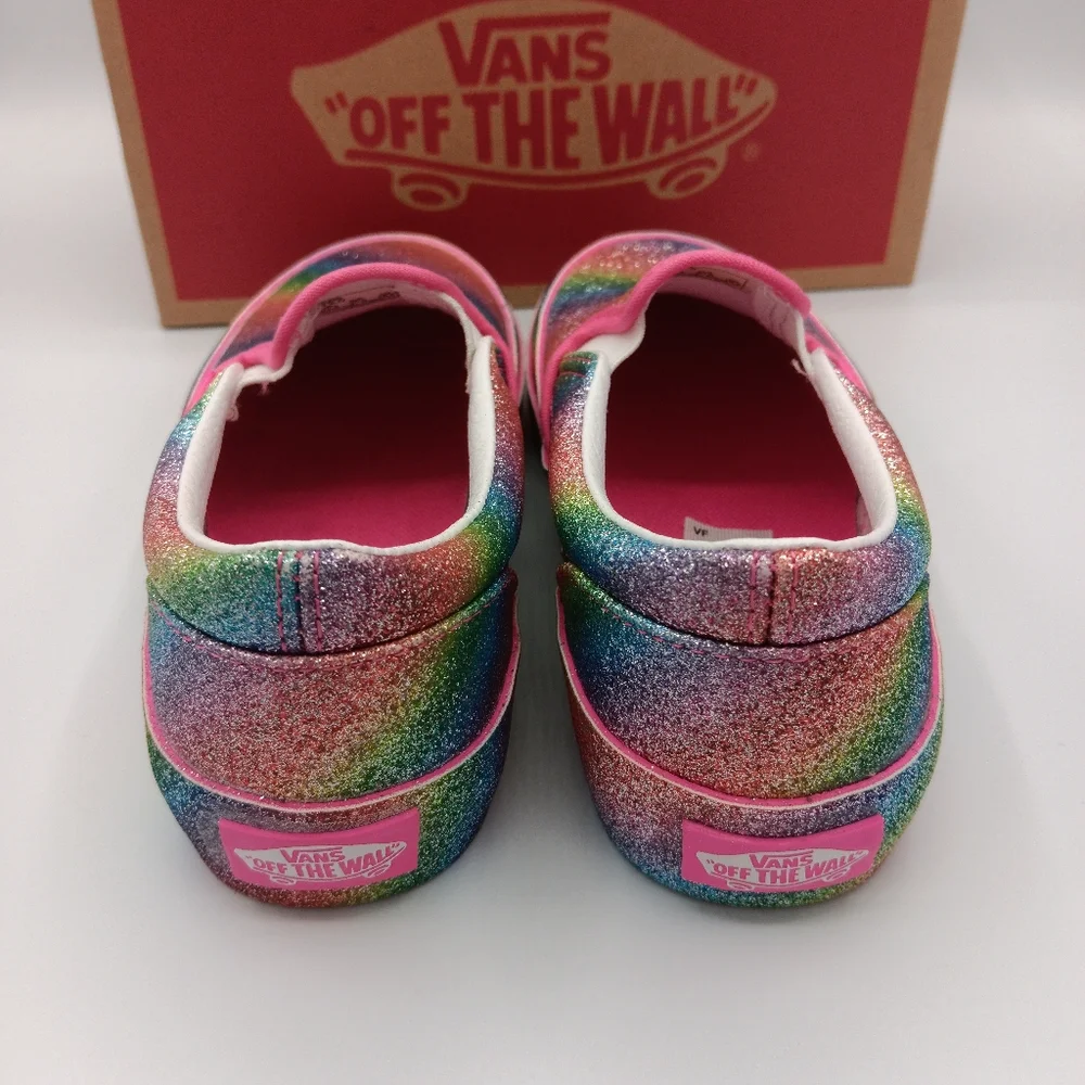 NIB Vans Classic Girls Slip Ons Shoes Various Sizes Glitter Rainglow - Picture 5 of 13